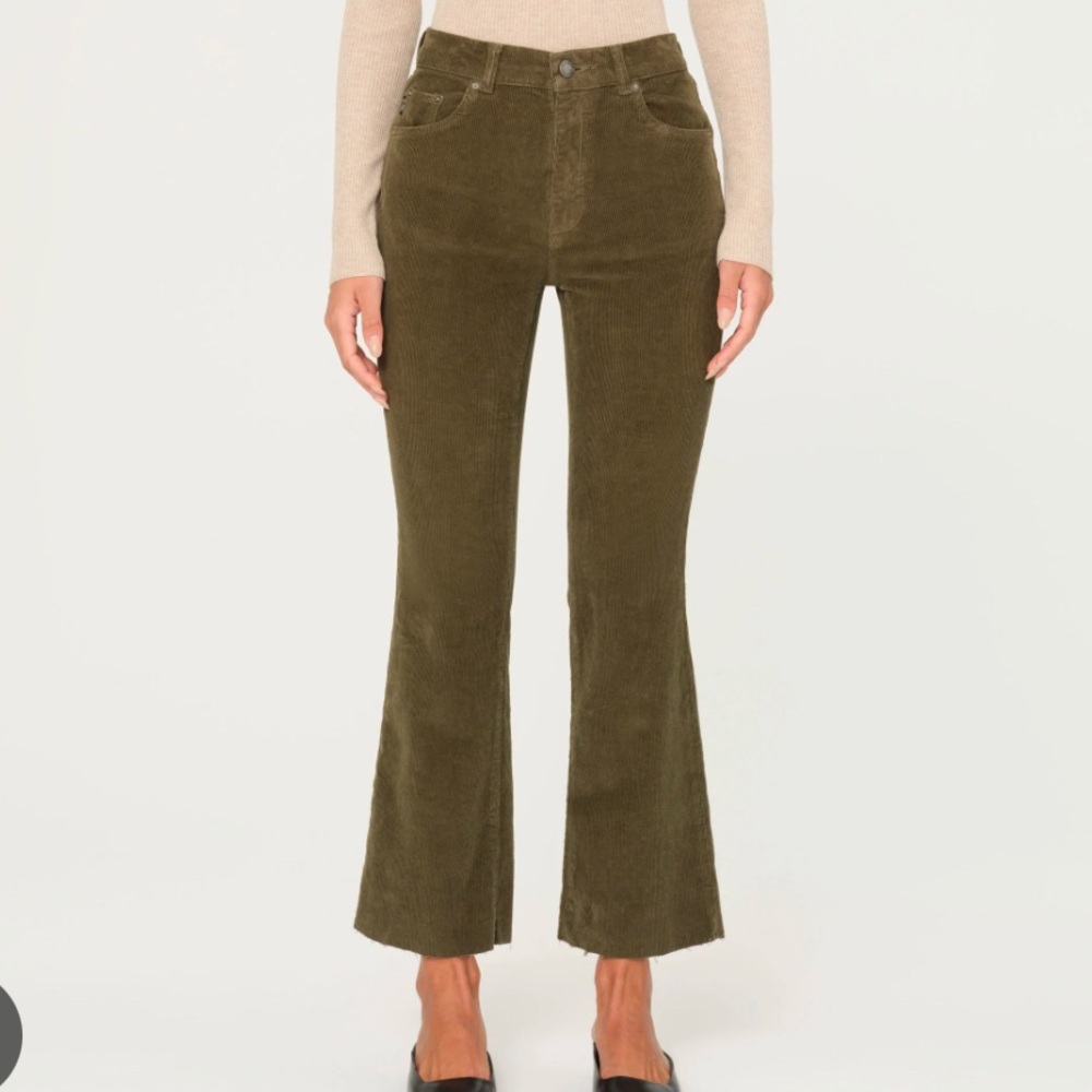 DL1961 Bridget Boot High Rise Crop cord raw edge pants